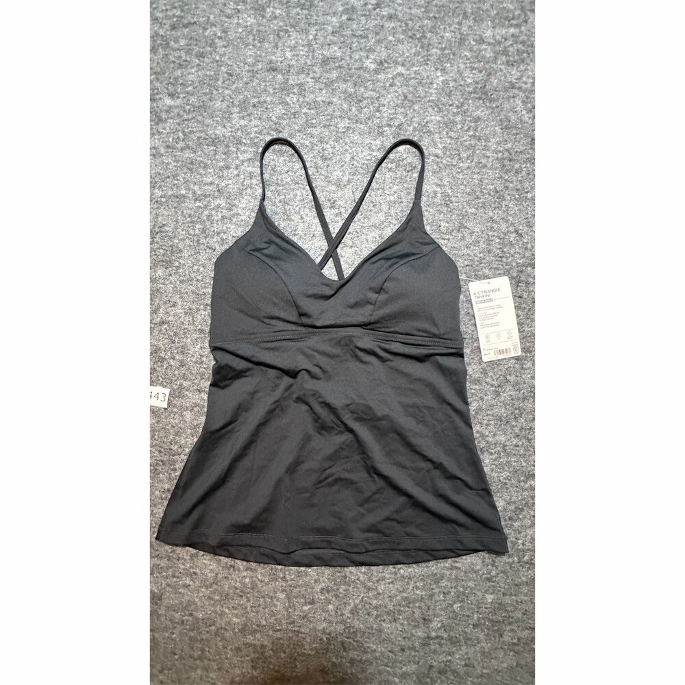 Athleta Triangle Tankini Top Womens Size L Black Adjustable Tie Back UPF